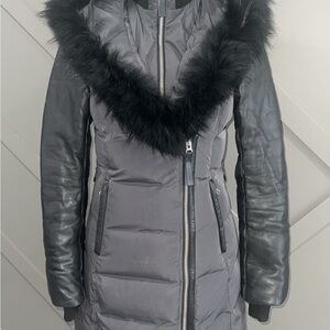 Mackage Kay Layered Park with Black Fur-Trim Coat